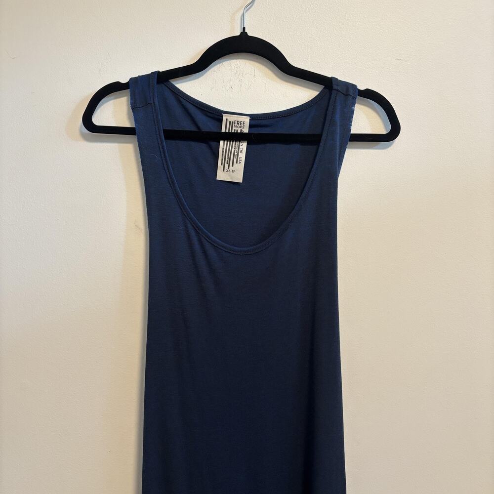 Free People Dress Womens Size XS Blue Sleeveless Jersey Tank Drape Cross Back